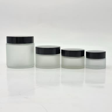 Frosted Glass Jar - Black  Lid