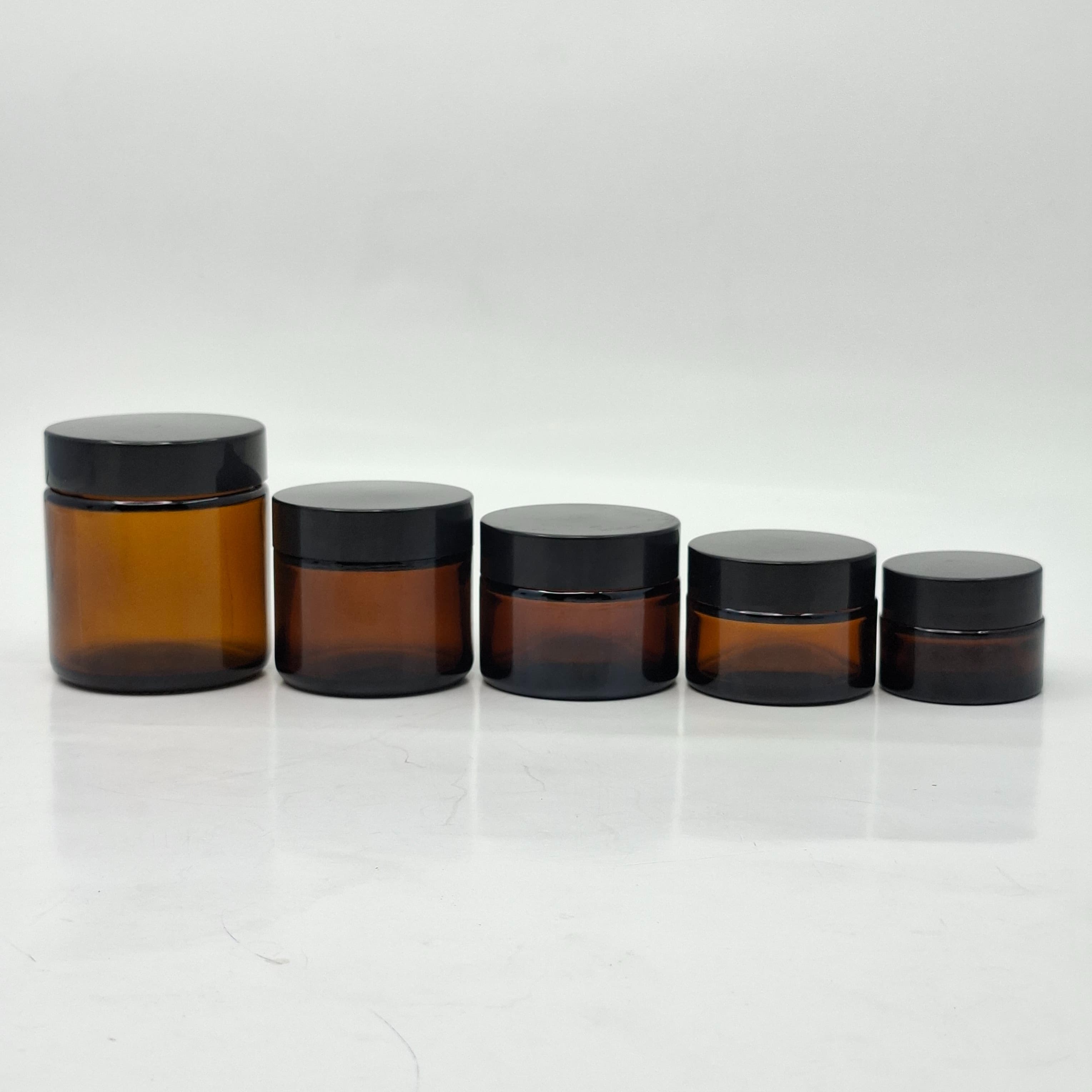 Main image of Amber Glass Jar - Black Lid