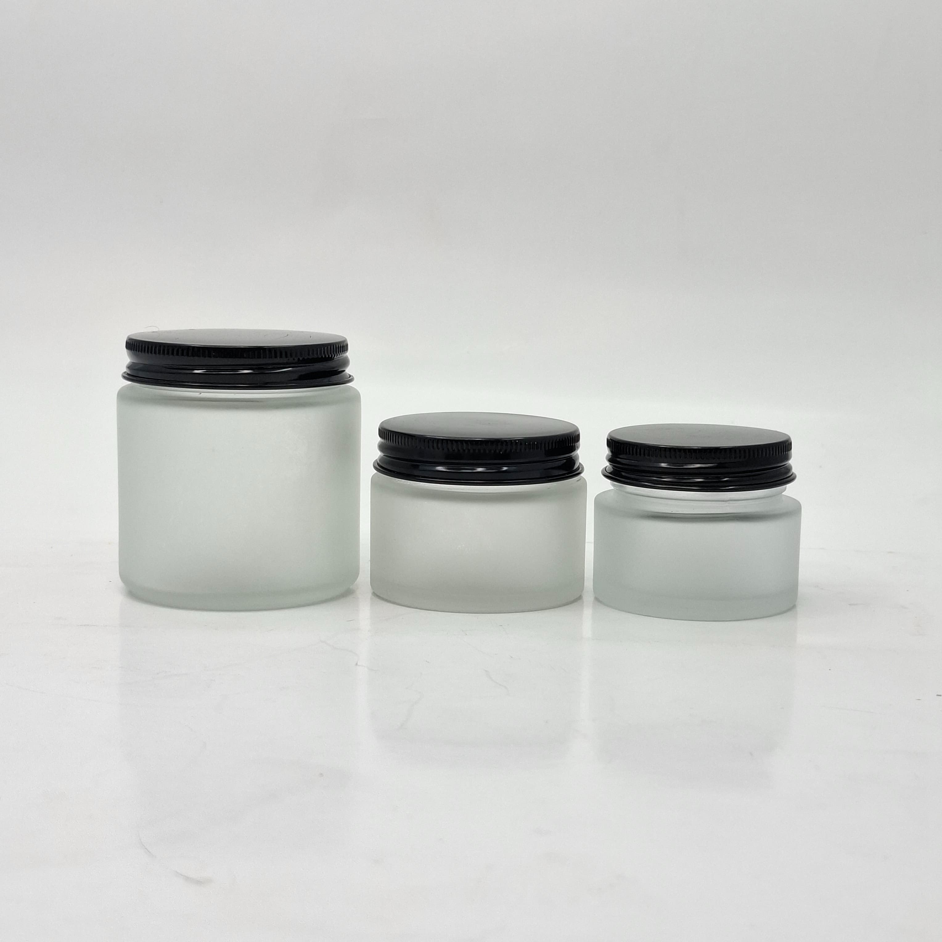 Main image of Frosted Glass Jar - Black Lid (Metal)