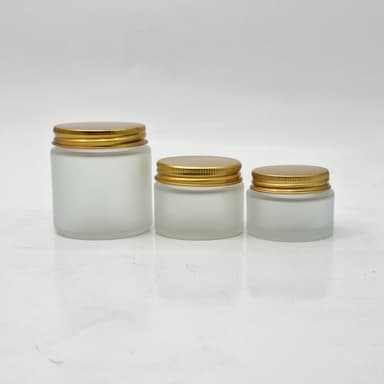 Frosted Glass Jar - Gold Lid (Metal)