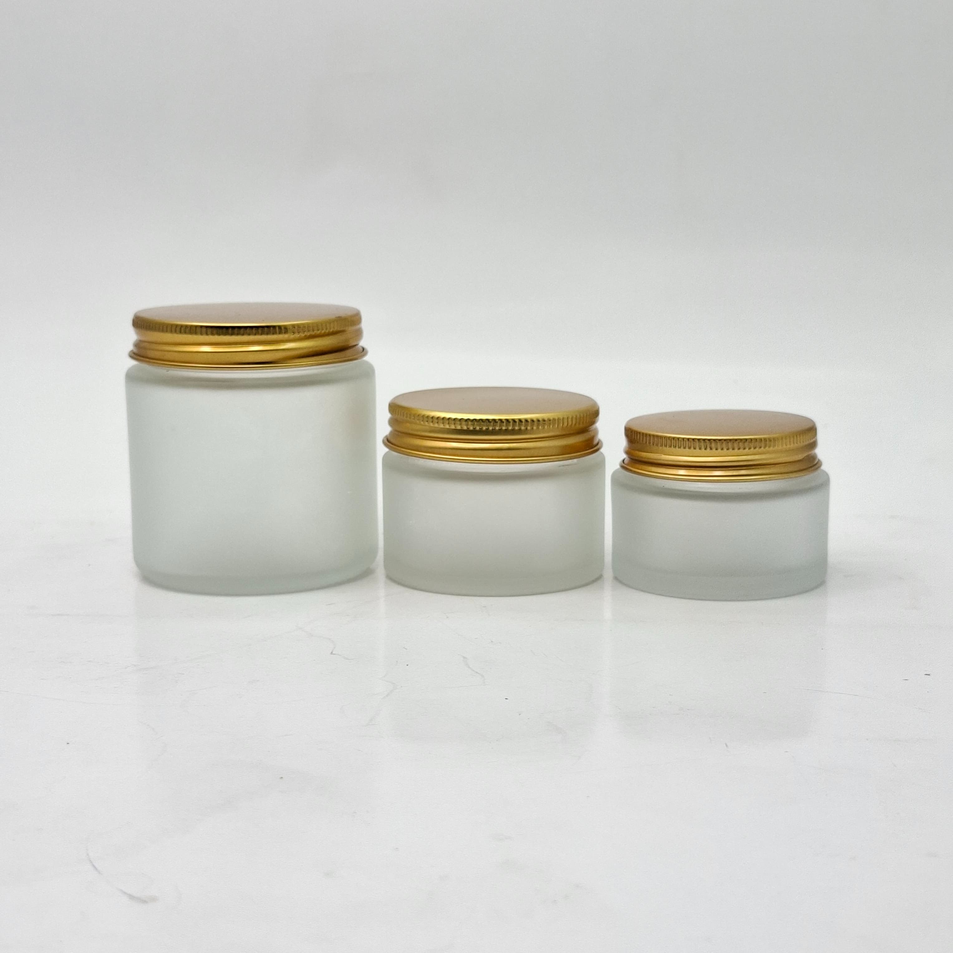 Main image of Frosted Glass Jar - Gold Lid (Metal)