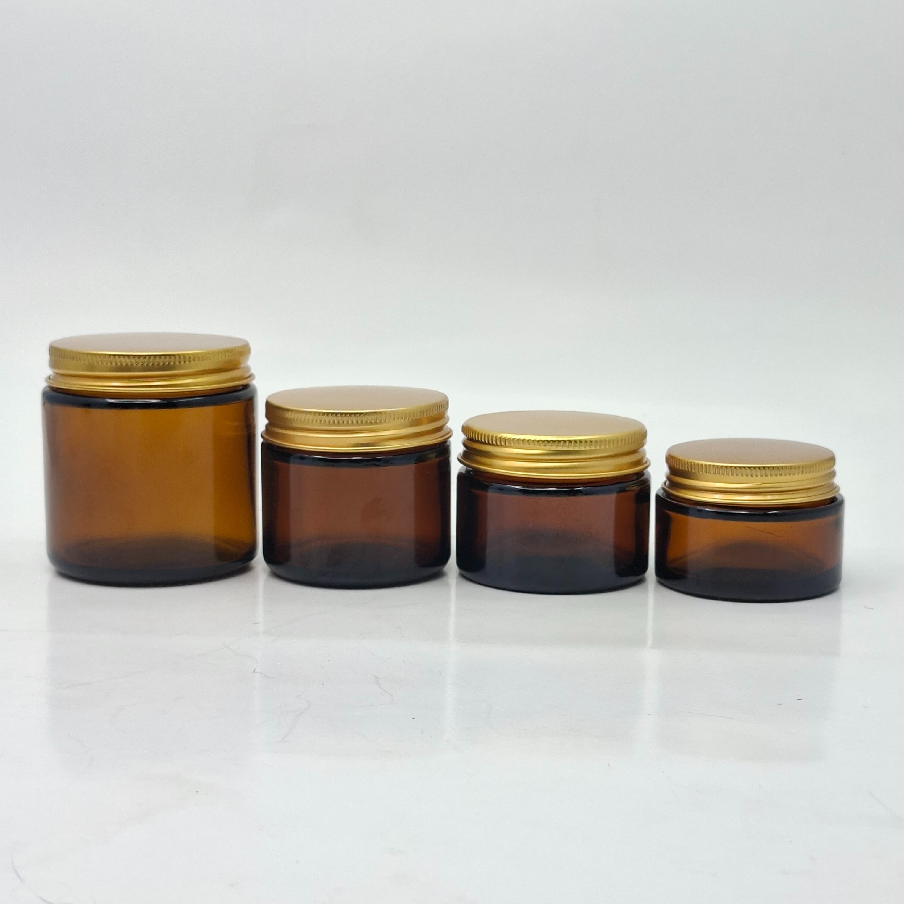 Main image of Amber Glass Jar - Metal Lid Gold 