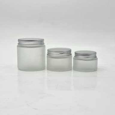 Frosted Glass Jar - Silver Lid (Metal) 