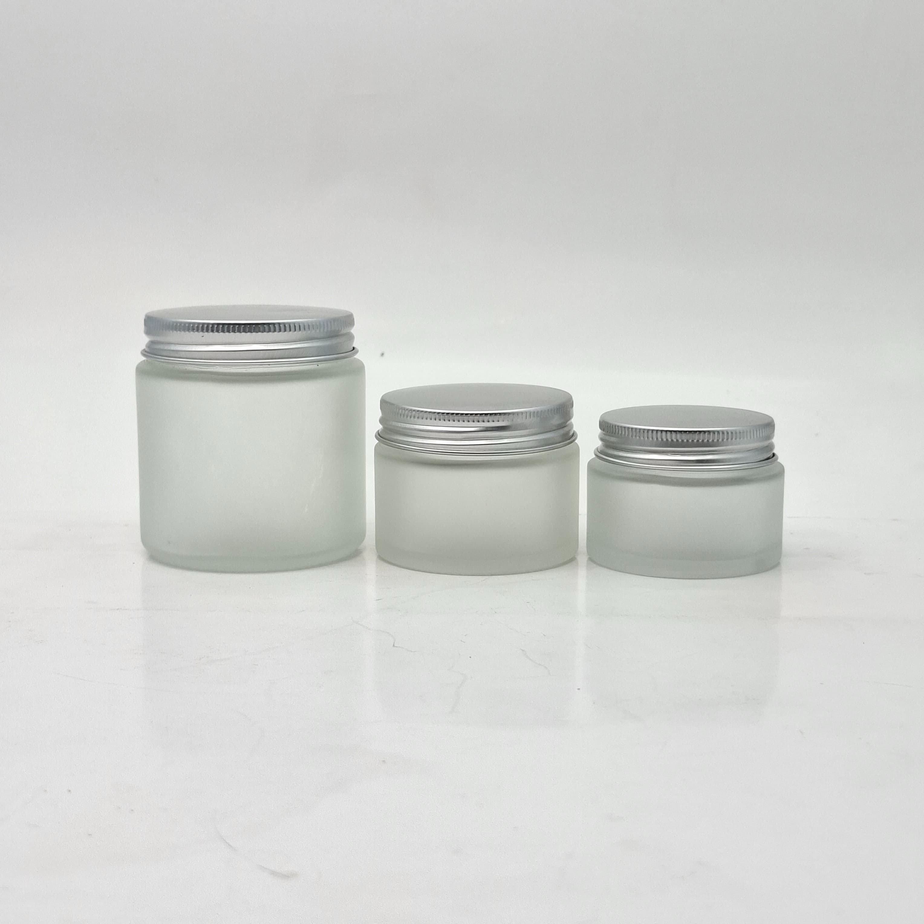 Main image of Frosted Glass Jar - Silver Lid (Metal) 