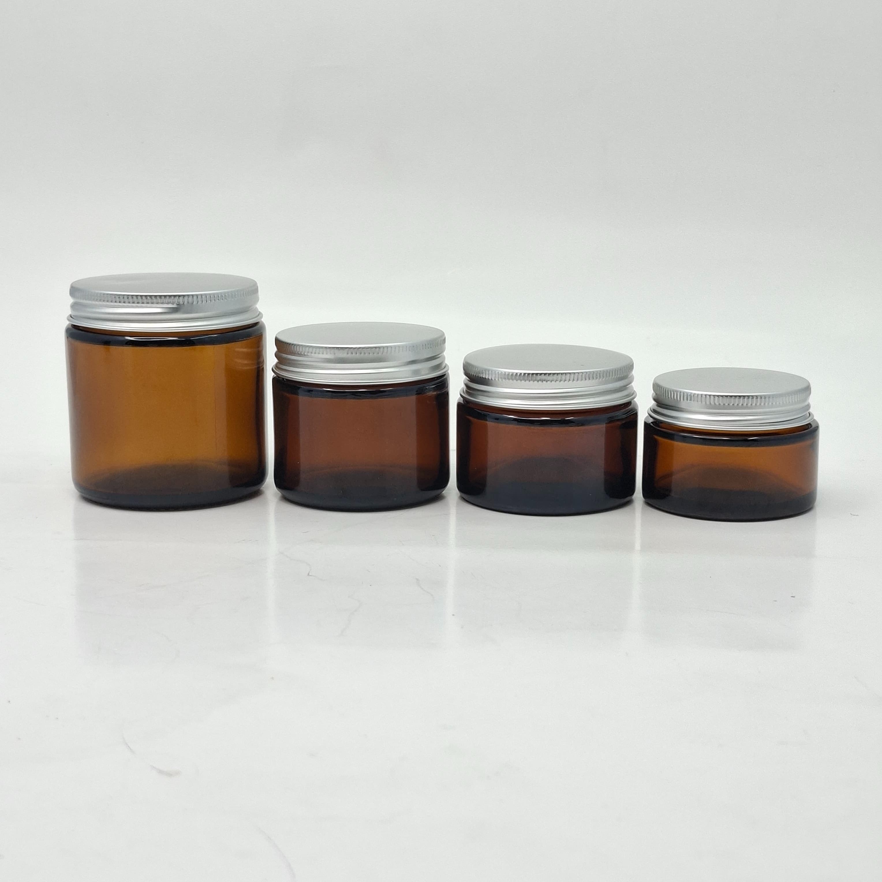 Main image of Amber Glass Jar - Metal Lid Silver