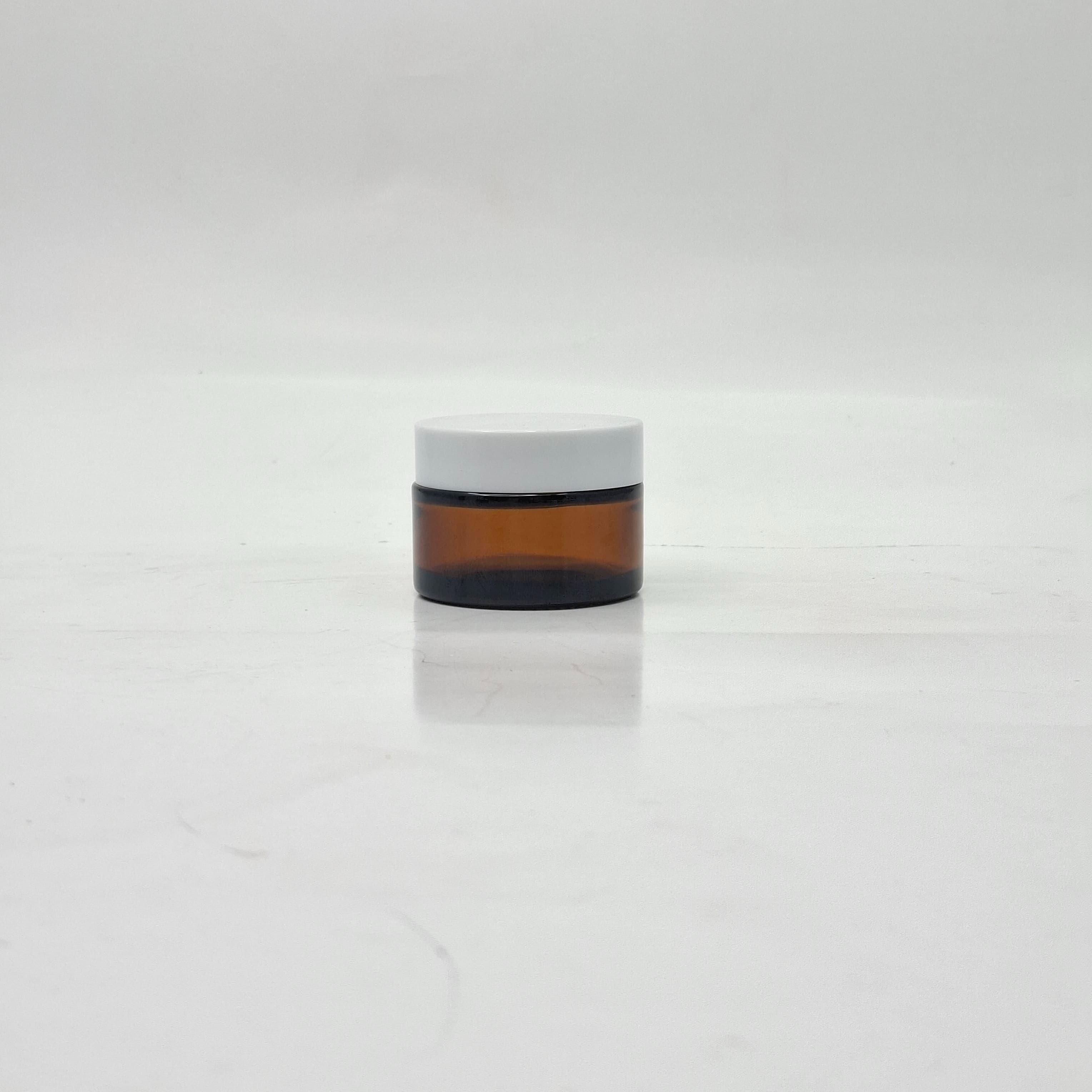 Main image of 30ml Amber Glass Jar - White  Lid
