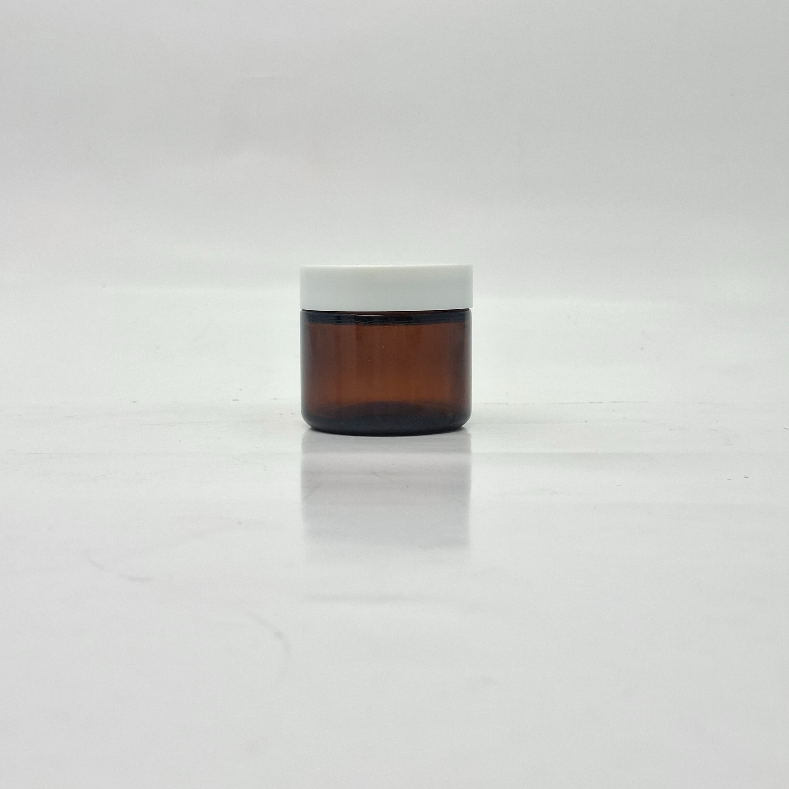 Main image of 60ml Amber Glass Jar - White LId 