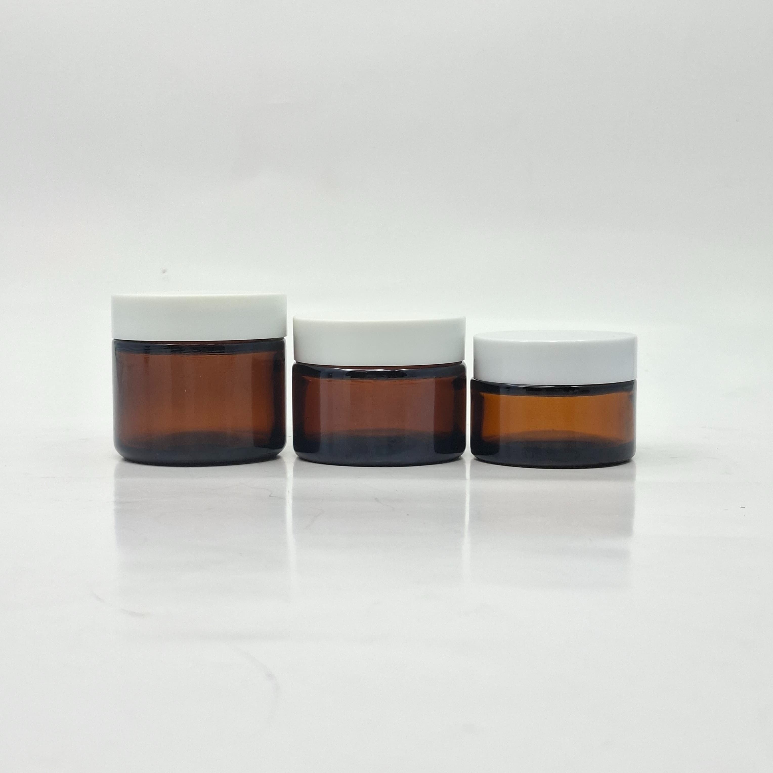Thumbnail 2 of 60ml Amber Glass Jar - White LId 