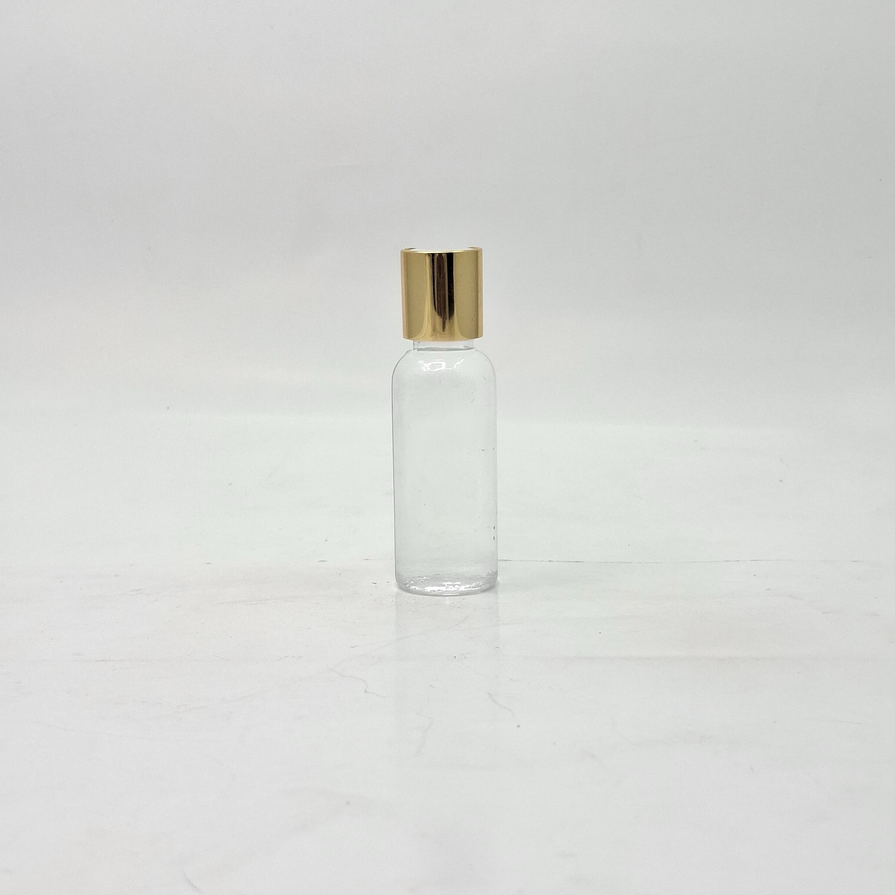 Main image of 40ml Round Bottle Clear - Press Lid Gold