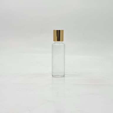50ml Round Flat Neck Clear Bottle  - 20mm Press Lid Gold