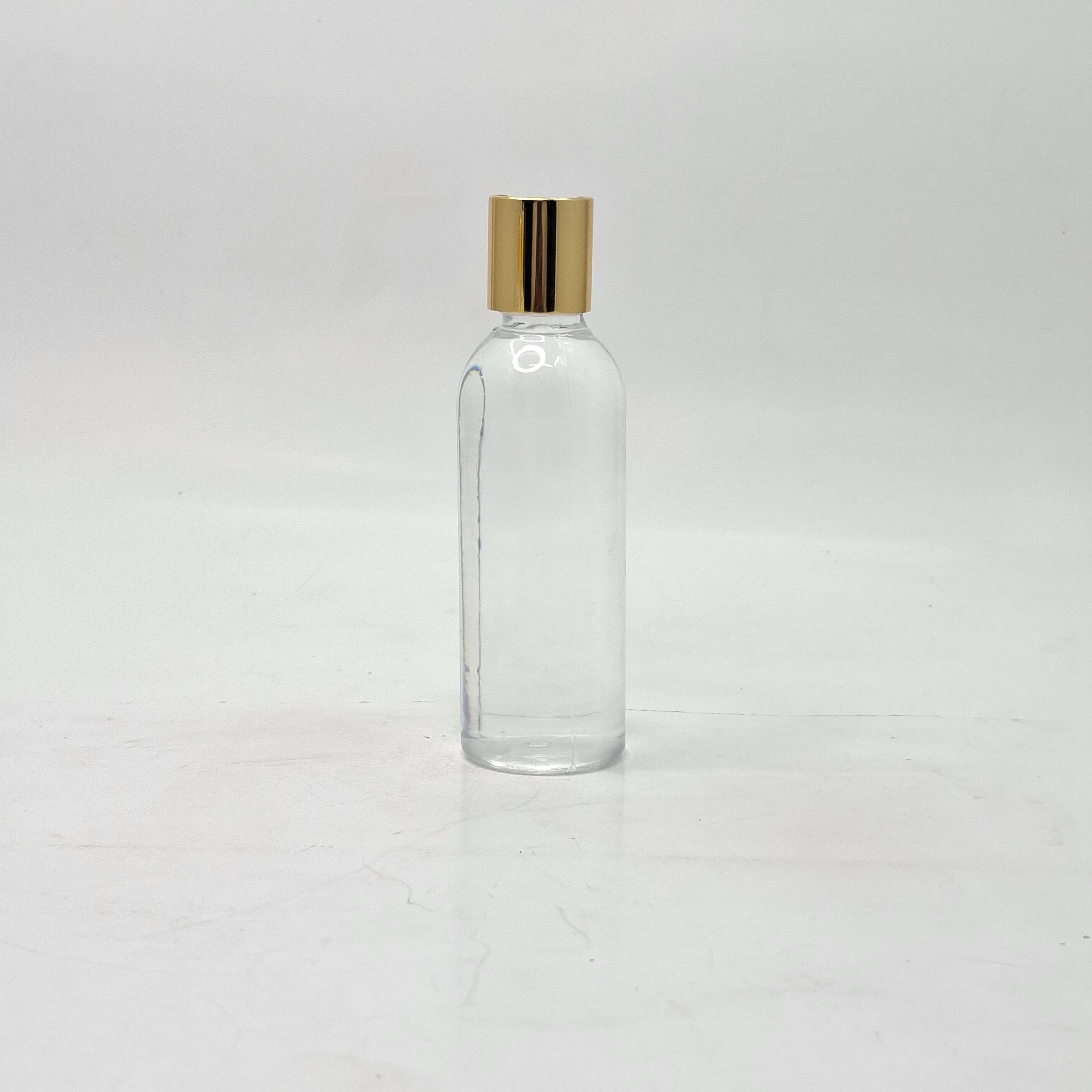 Main image of 100ml Round  Nack Bottle Clear - 20mm press Lid Gold