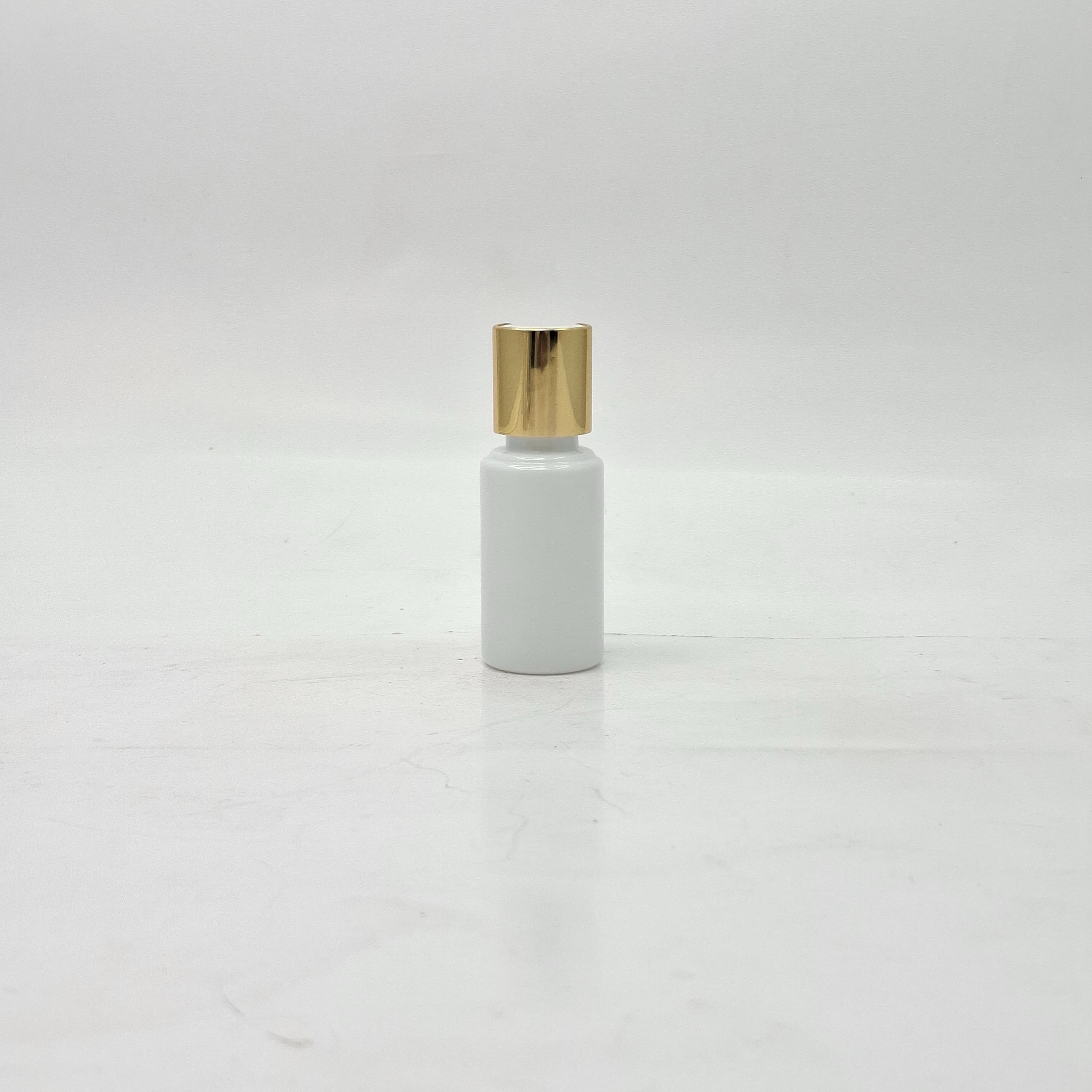 Main image of 30ml Round Bottle White - Press Lid Gold