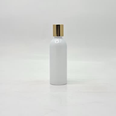 100ml Round Neck Bottle White - Press Lid Gold