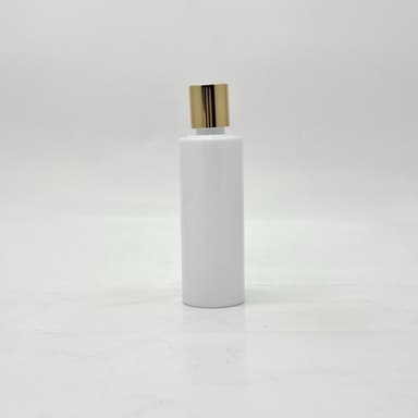 100ml Round Flat Nack Bottle White - Press Lid Gold 