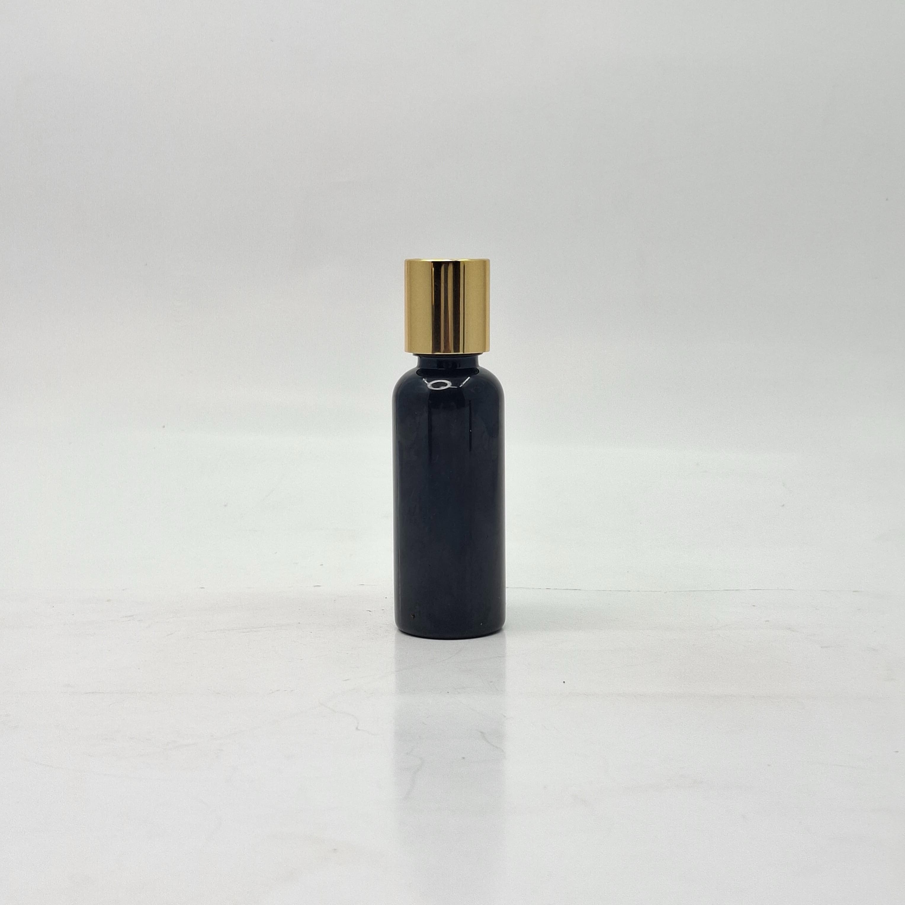 Main image of 50ml Round  Black Bottle - Press Lid Gold