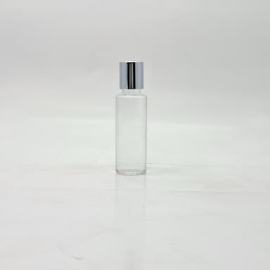 50ml Round Bottle Clear - Press Lid silver