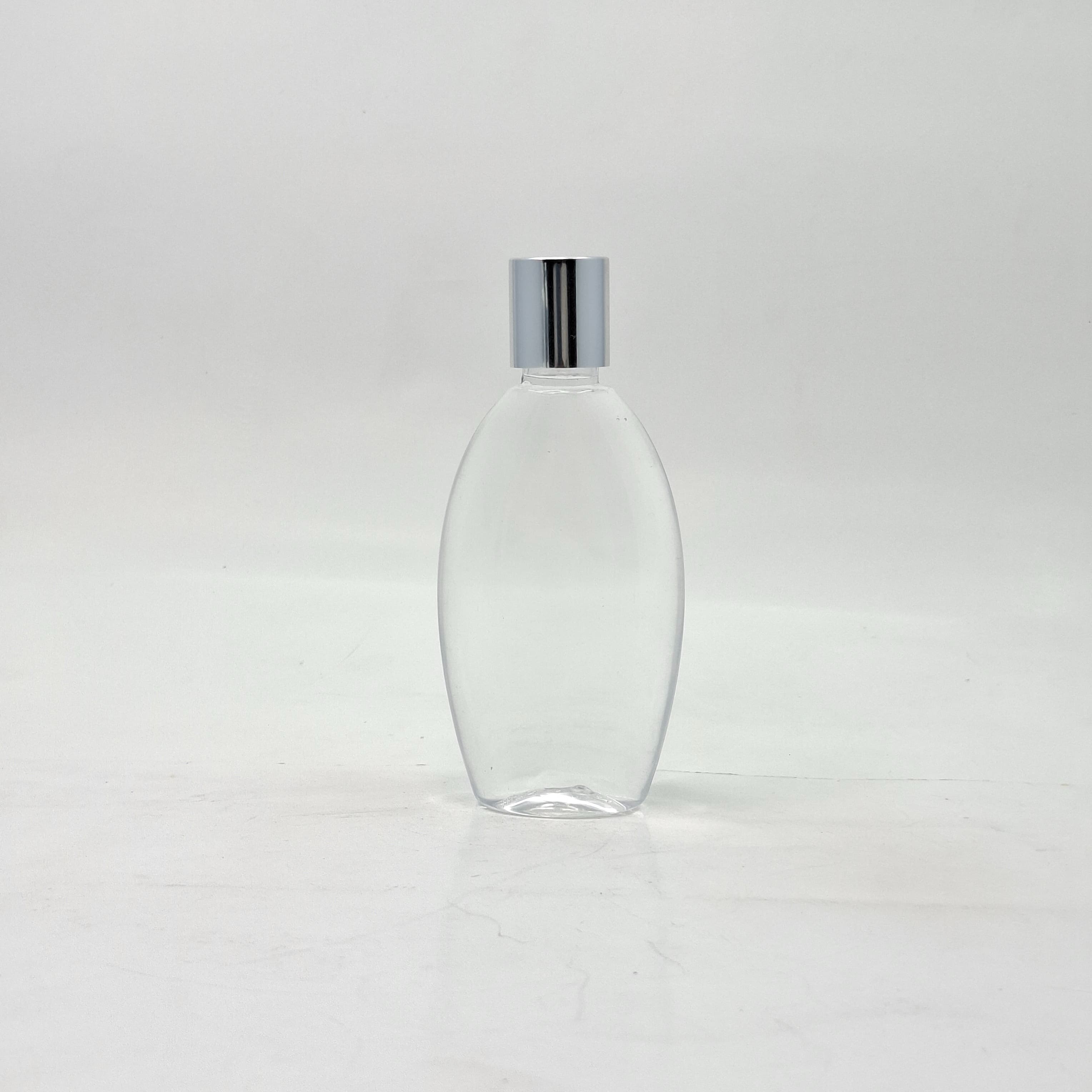 Main image of 100ml Body Lotion Bottle Clear - Press Lid Silver