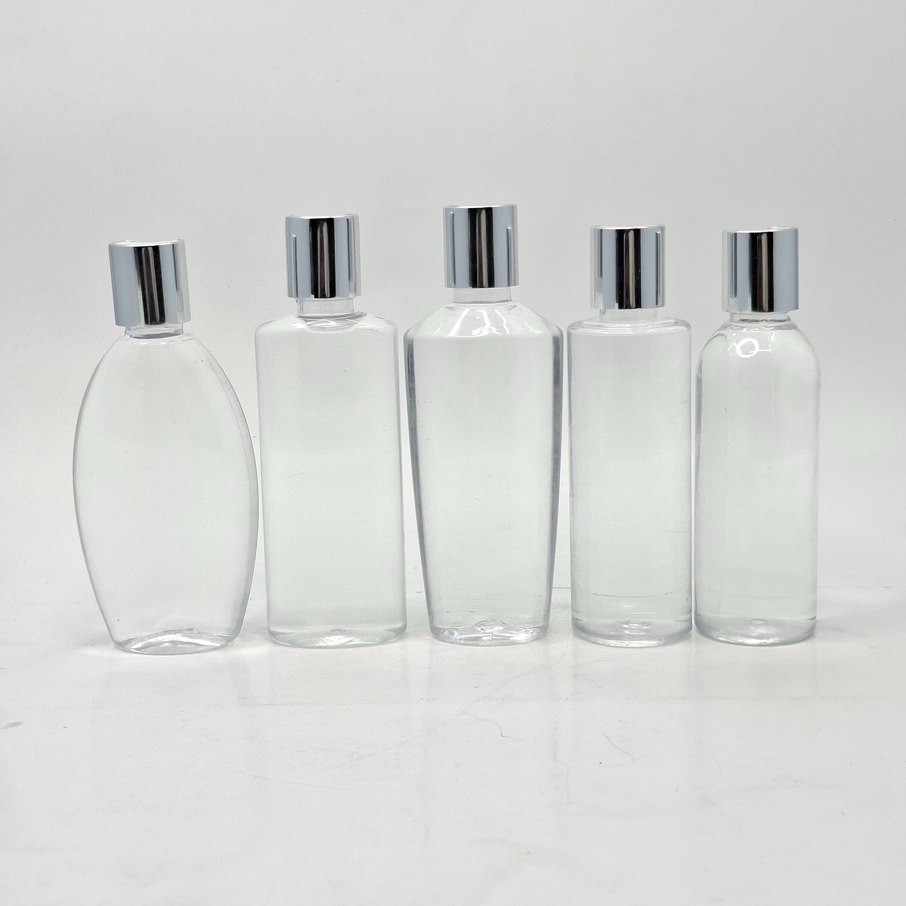 Main image of Clear Bottles - Press Lid Silver