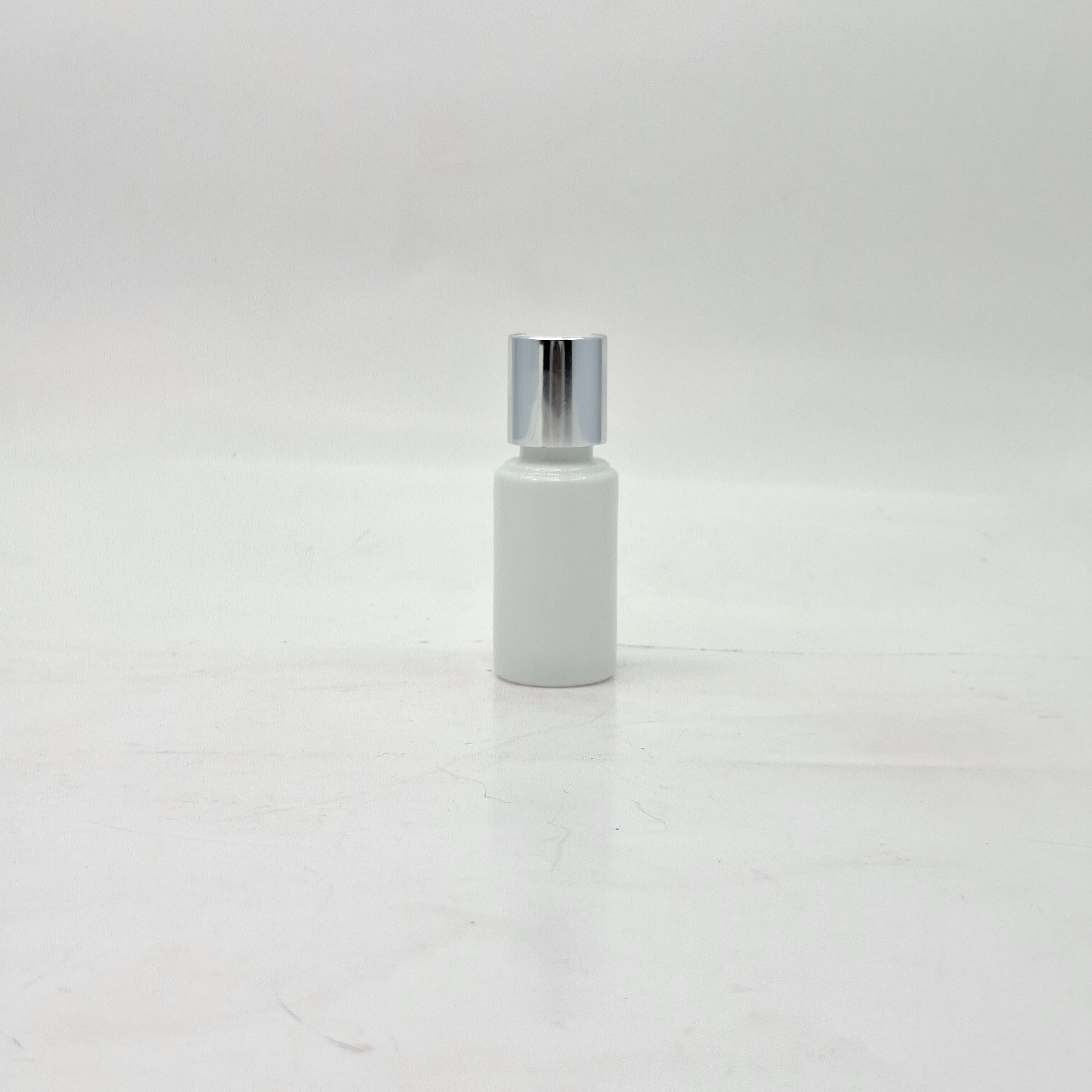 Main image of 30ml Round Bottle White - Press Lid Silver