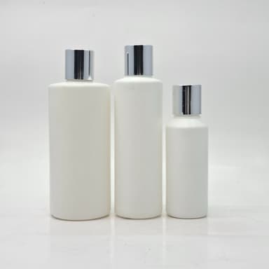 HDPE White Bottle - Press Cap Silver
