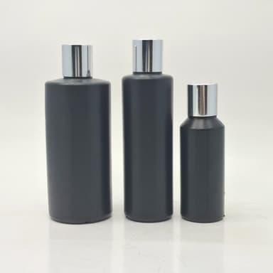 HDPE Black Bottle - Press Cap Silver