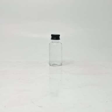 30ml Round Botle Clear - Aluminium Lid Black