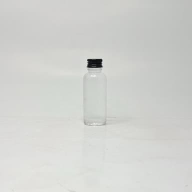 40ml Round Botlle Clear - Aluminium Lid Black