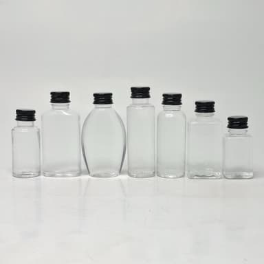 30ml-50ml Clear Bottle - Alu Lid Black