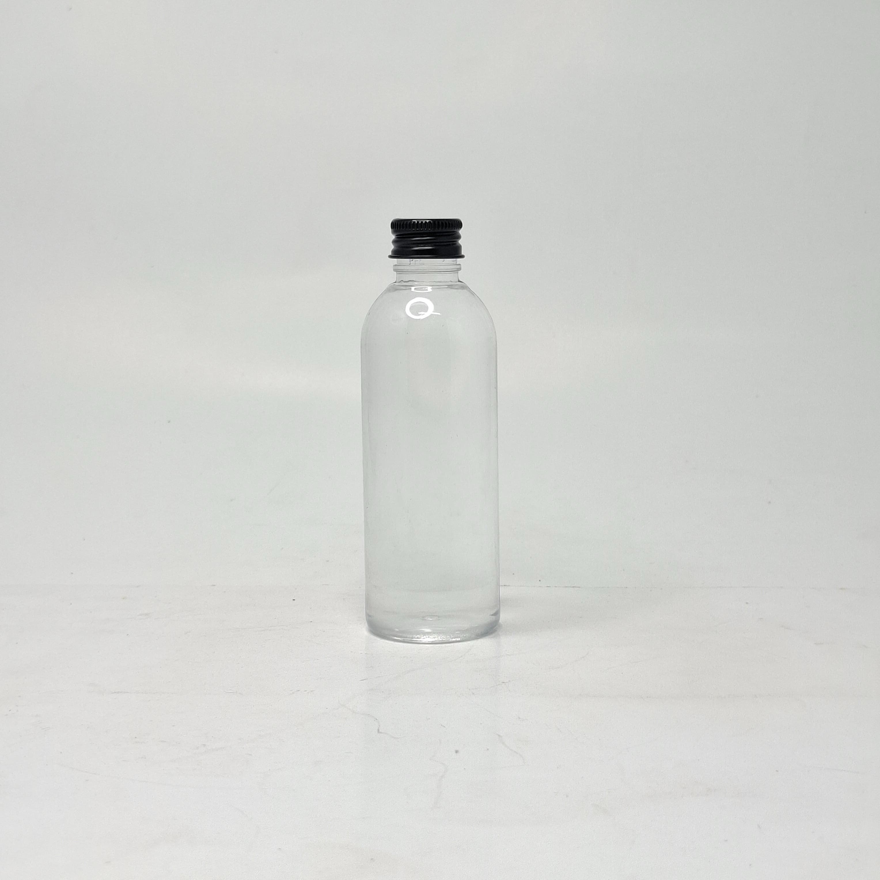 Main image of 100ml Round Neck Bottle Clear - Alu Cap Black