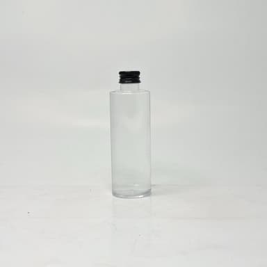 100ml Round Flat Nack Bottle Clear -Alu Cap Black