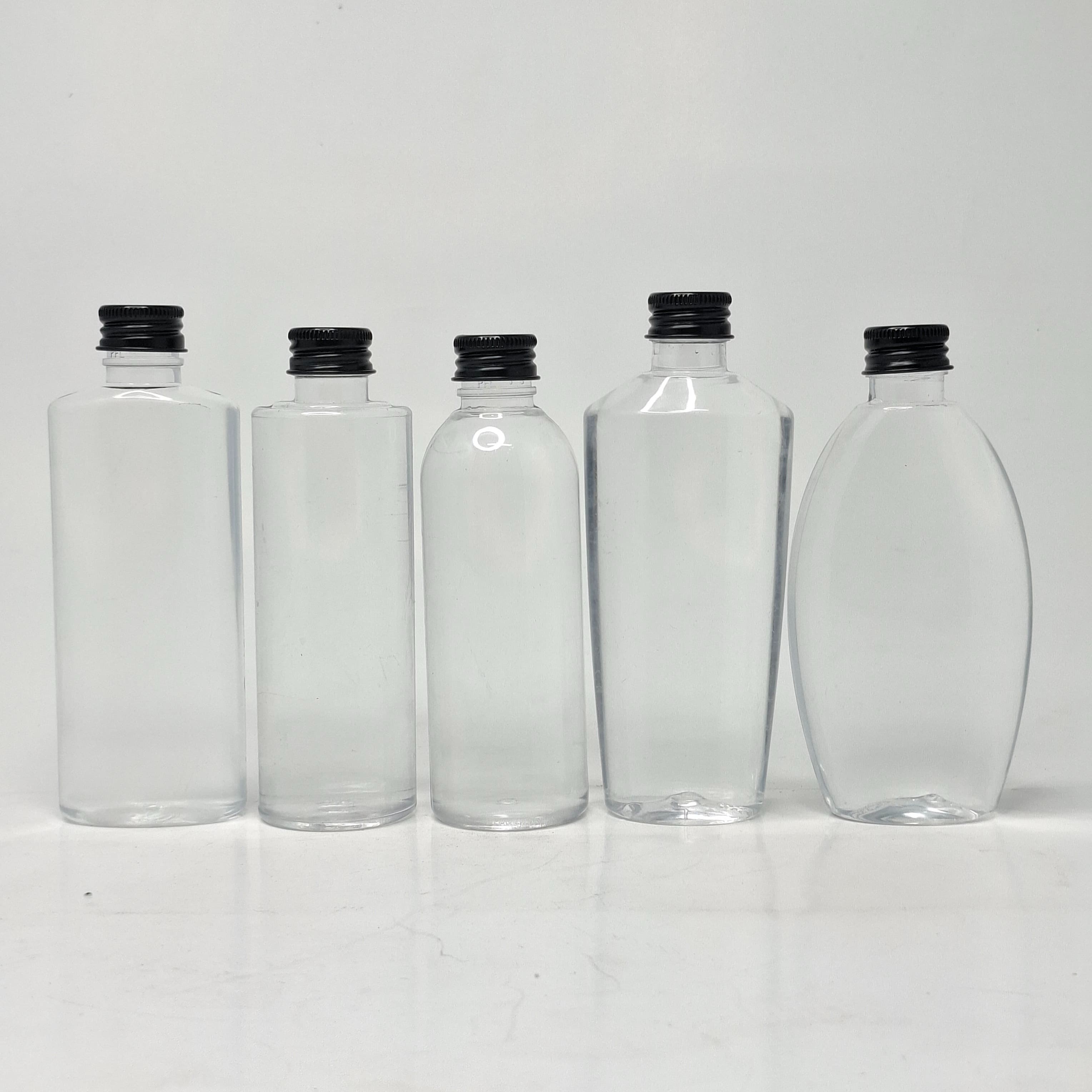 Thumbnail 2 of 100ml Body Lotion Bottle Clear - Alu Cap Black 