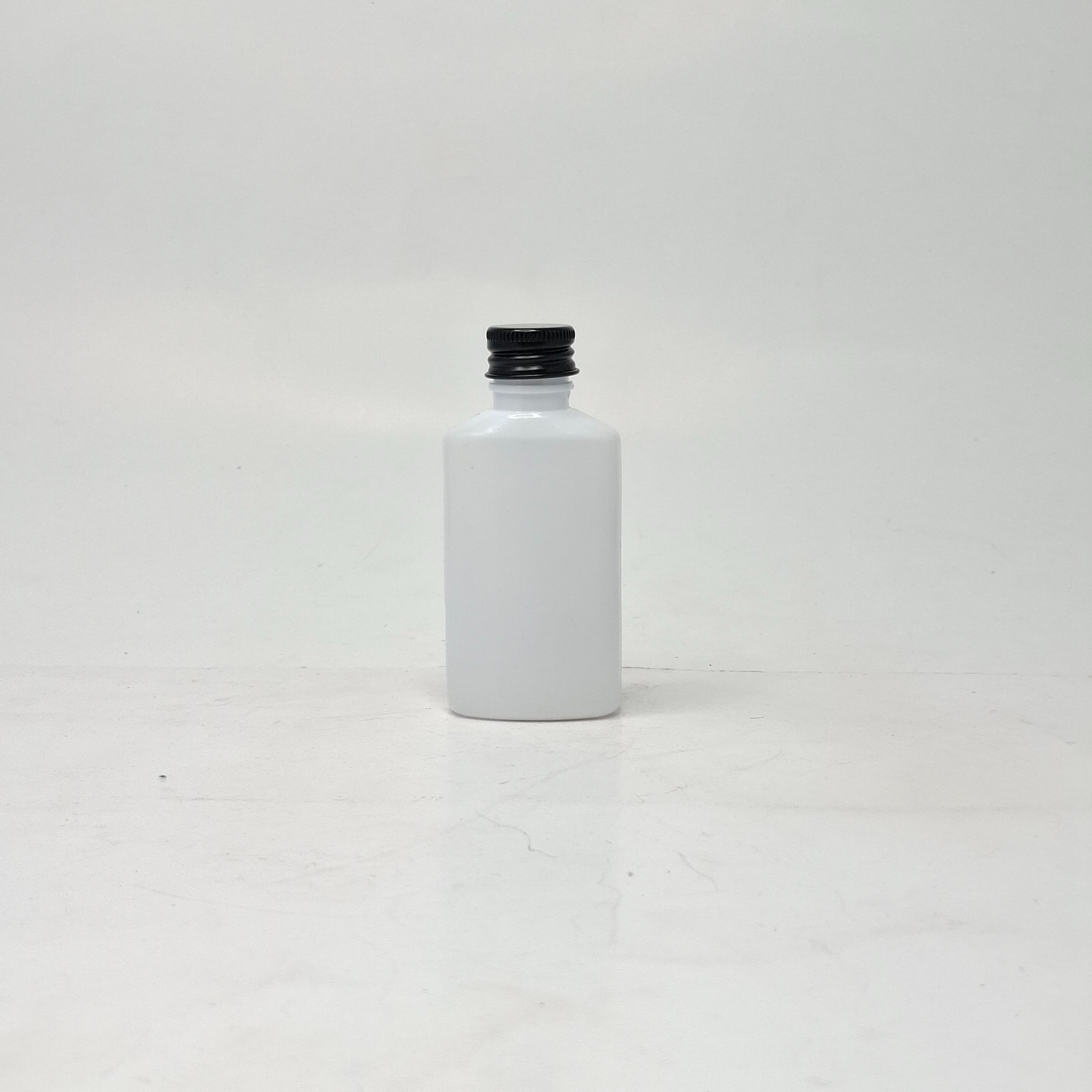 Main image of 50ml Oval Bottle White - Alu Cap Black