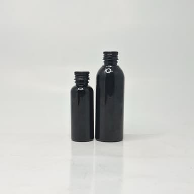 50ml-100ml Round Black Bottle - Alu Cap Black