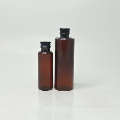 50ml-100ml Round Bottle Amber - Alu Cap Black