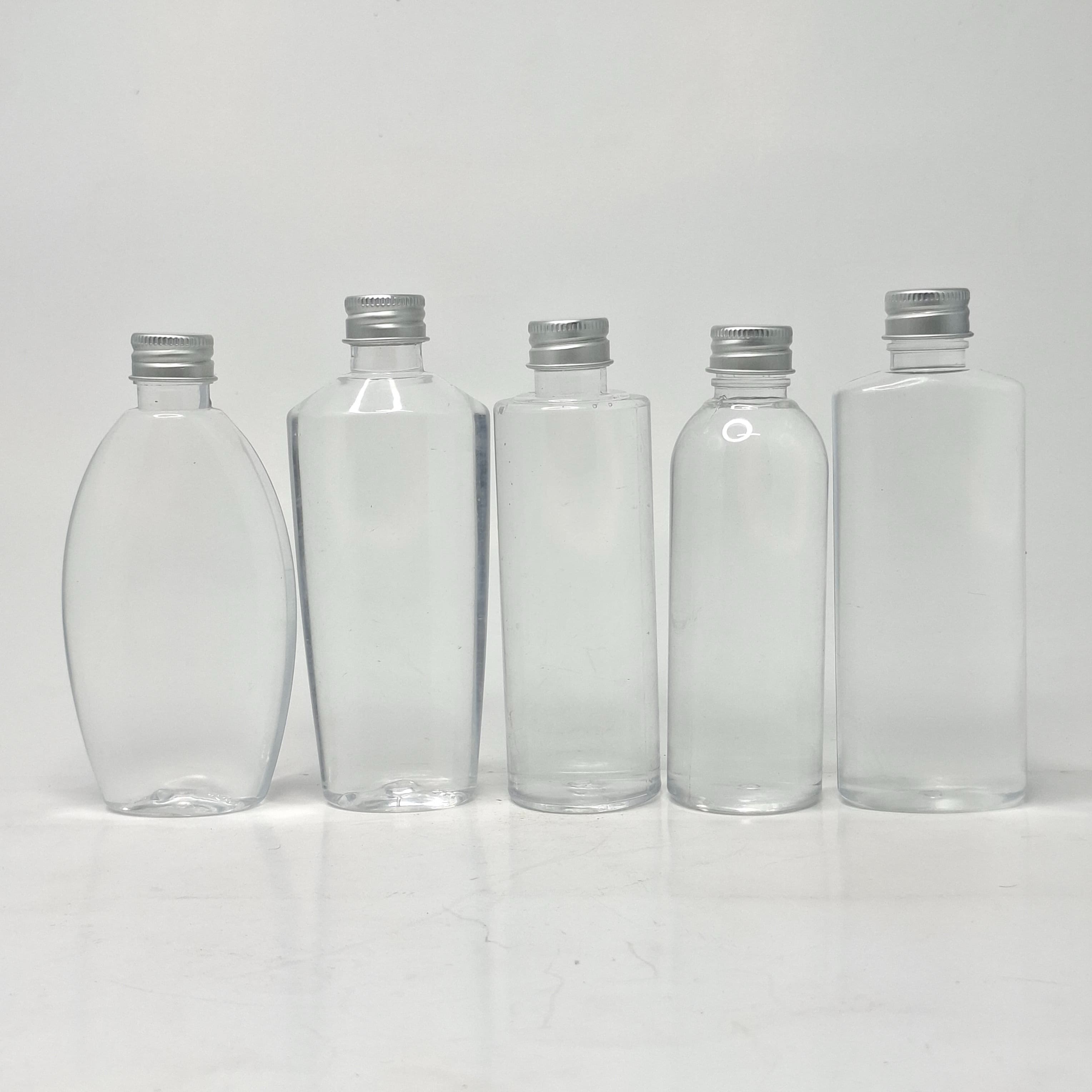 Thumbnail 2 of 100ml Body Lotion Bottle Clear - Alu Cap Silver 