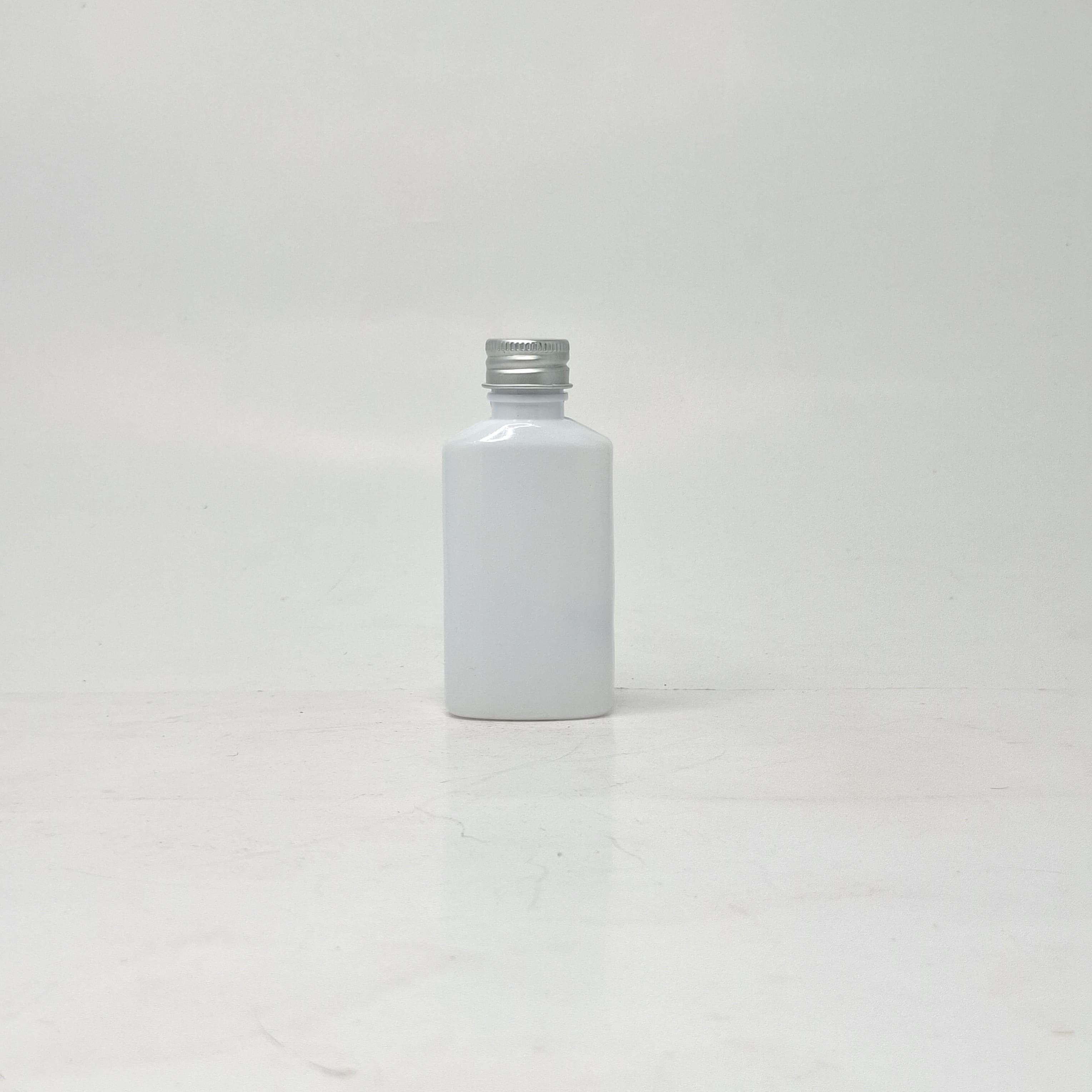 Main image of 50ml Oval Bottle White - Alu Cap Silver