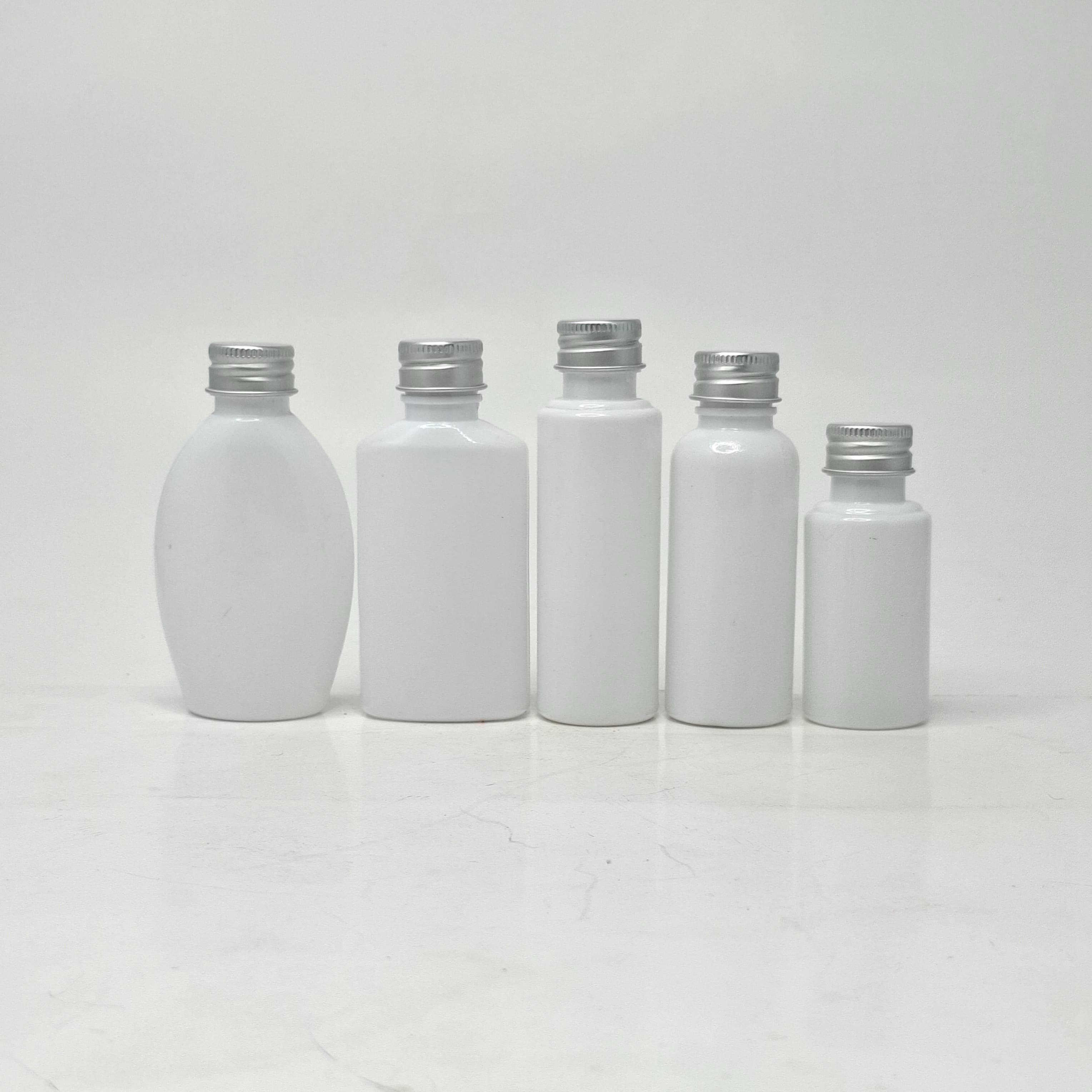Main image of 30ml-50ml Milk White Bottle - Alu Cap Silver