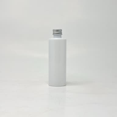 100ml Round Flat Nack Bottle White - Alu Cap Silvar