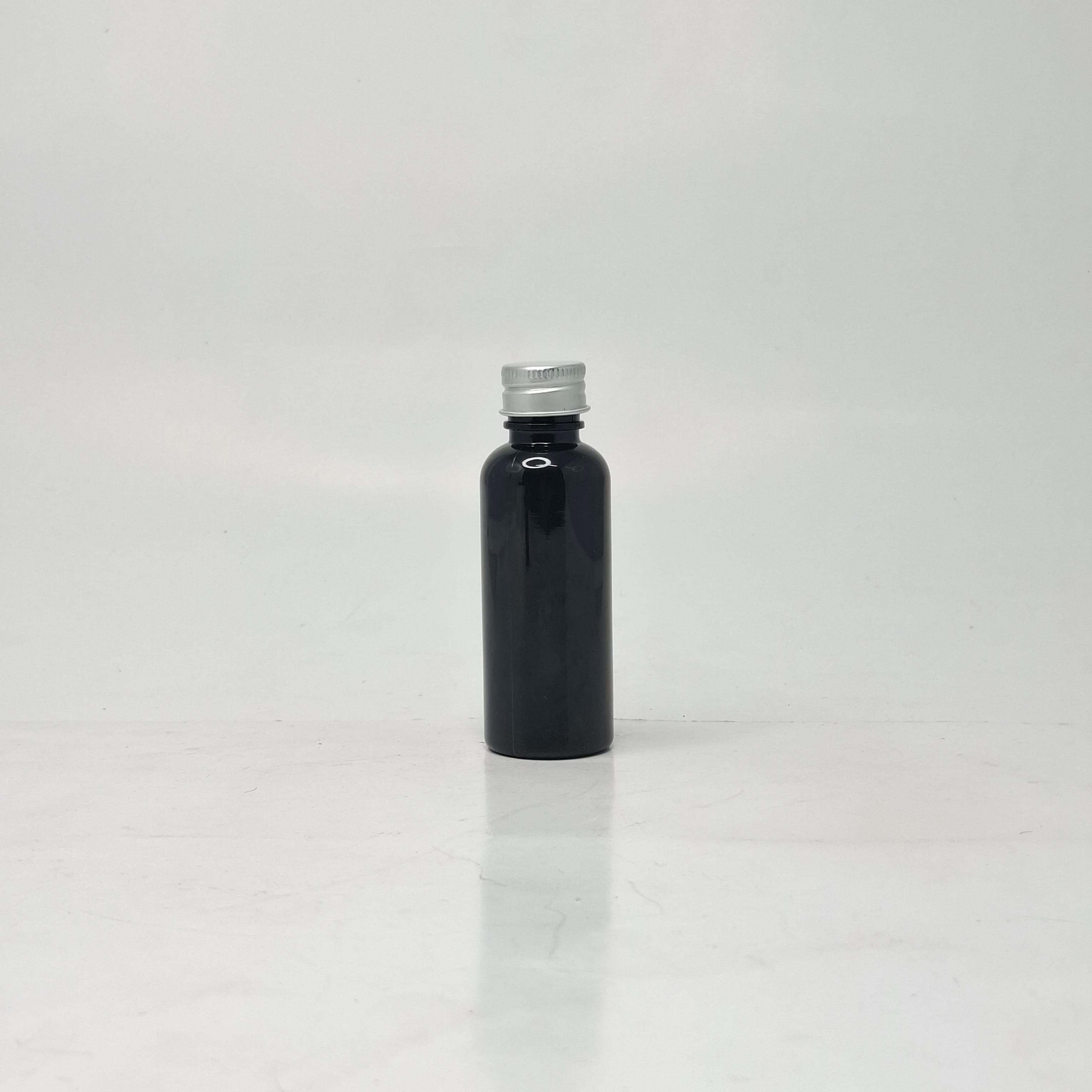 Main image of 50ml Round Bottle Black - Alu Cap Silver