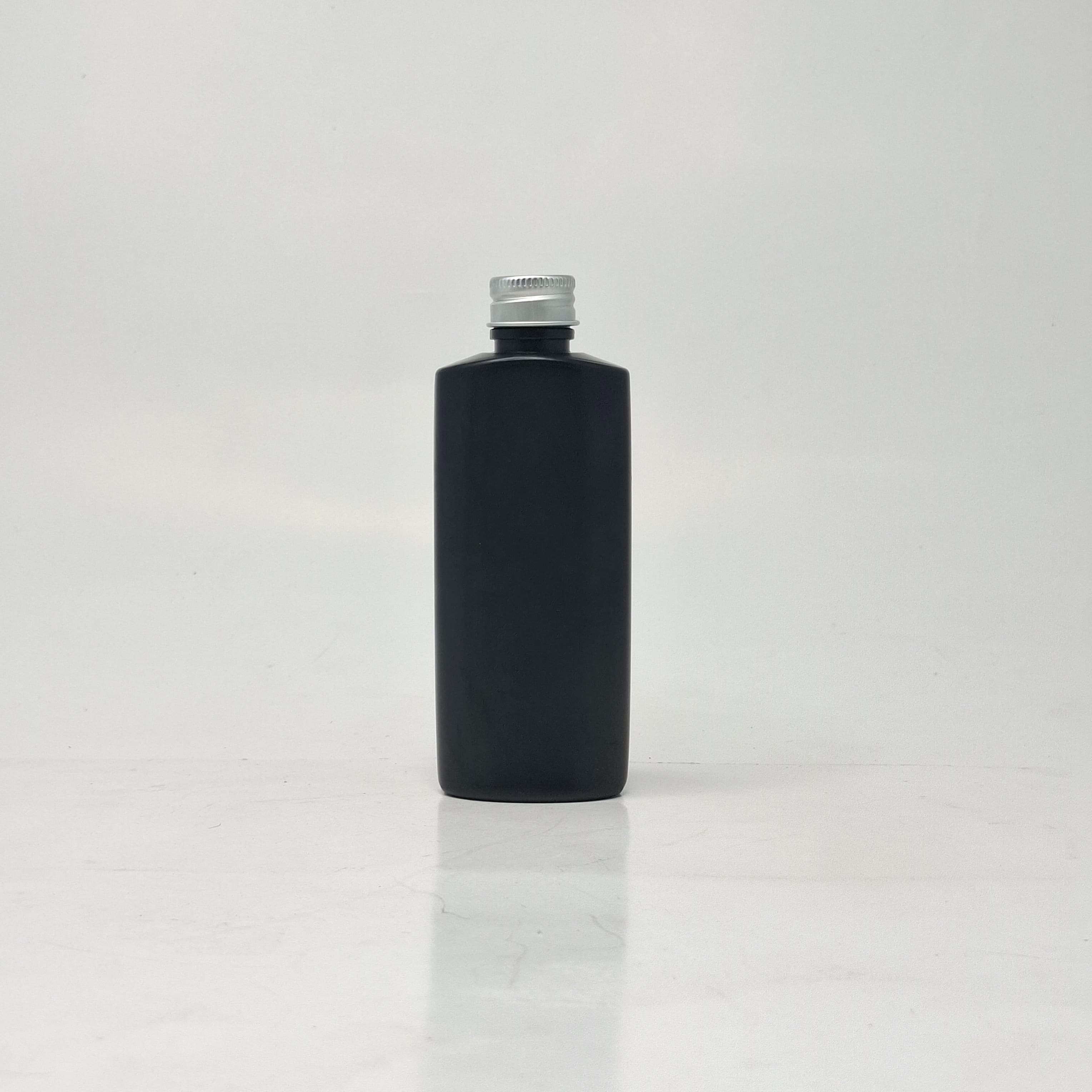 Main image of 100ml HDPE Black Oval Bottle - Alu Cap Silver