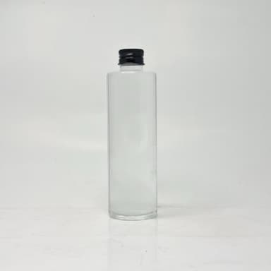 200ml Round Clear Bottle - Alu Lid Black