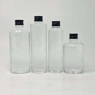 150ml-300ml Clear Bottles - Alu Cap Black