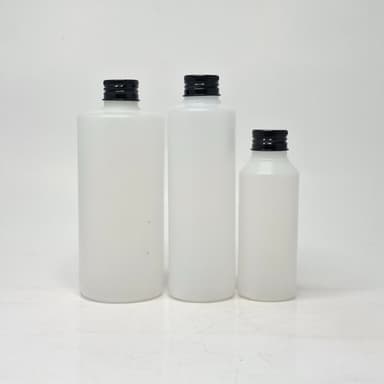 100ml-340ml HDPE Clear Bottle - Alu Cap Black