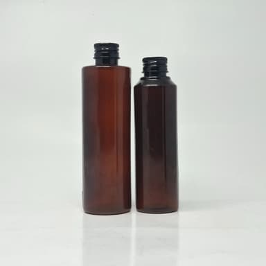 150ml-200ml Round Amber Bottle - Alu Cap Black