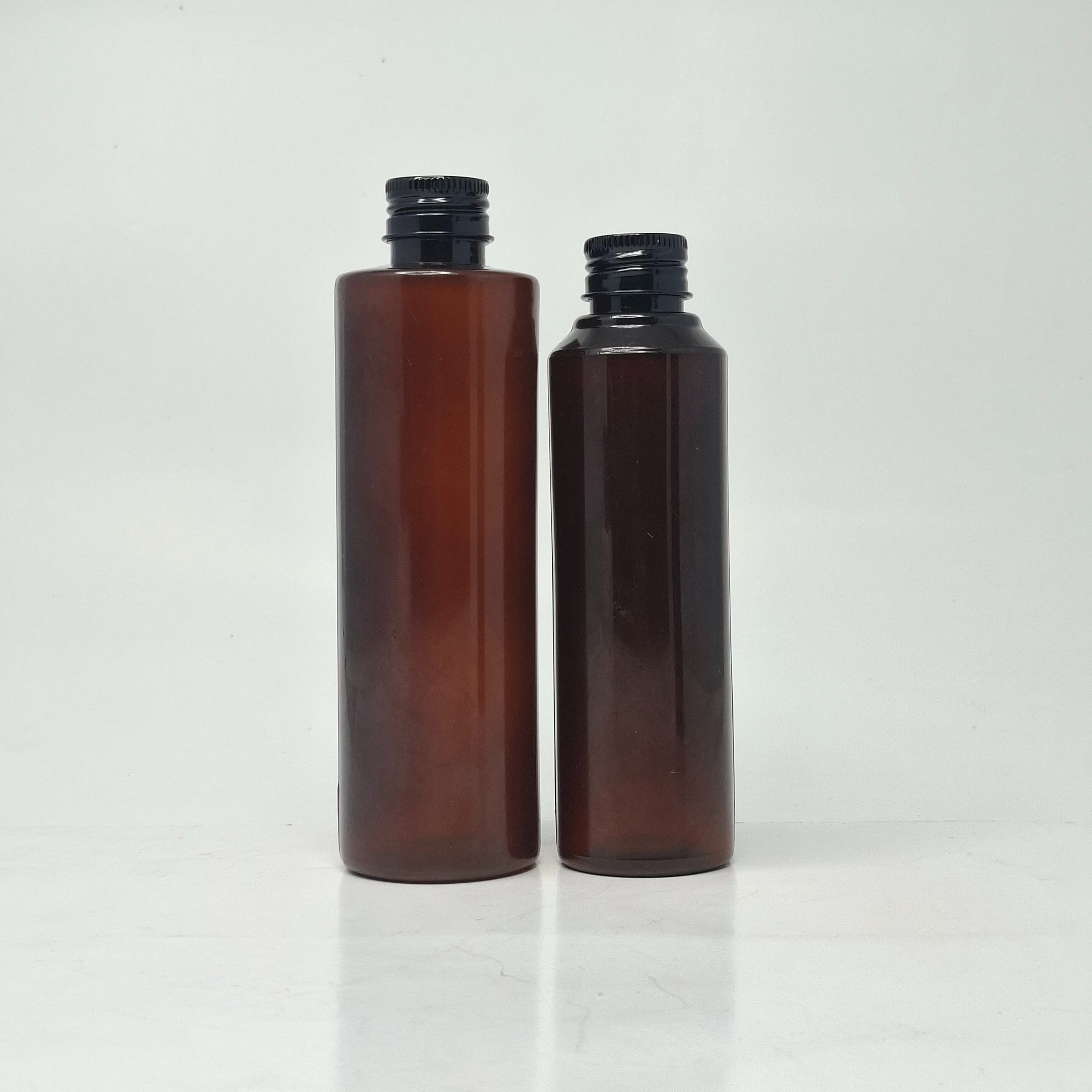 Main image of 150ml-200ml Round Amber Bottle - Alu Cap Black