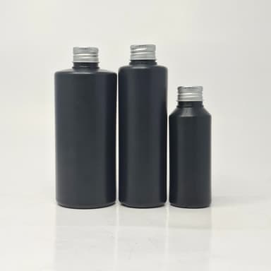 100ml-340ml HDPE Black Bottle - Alu Cap Silver 