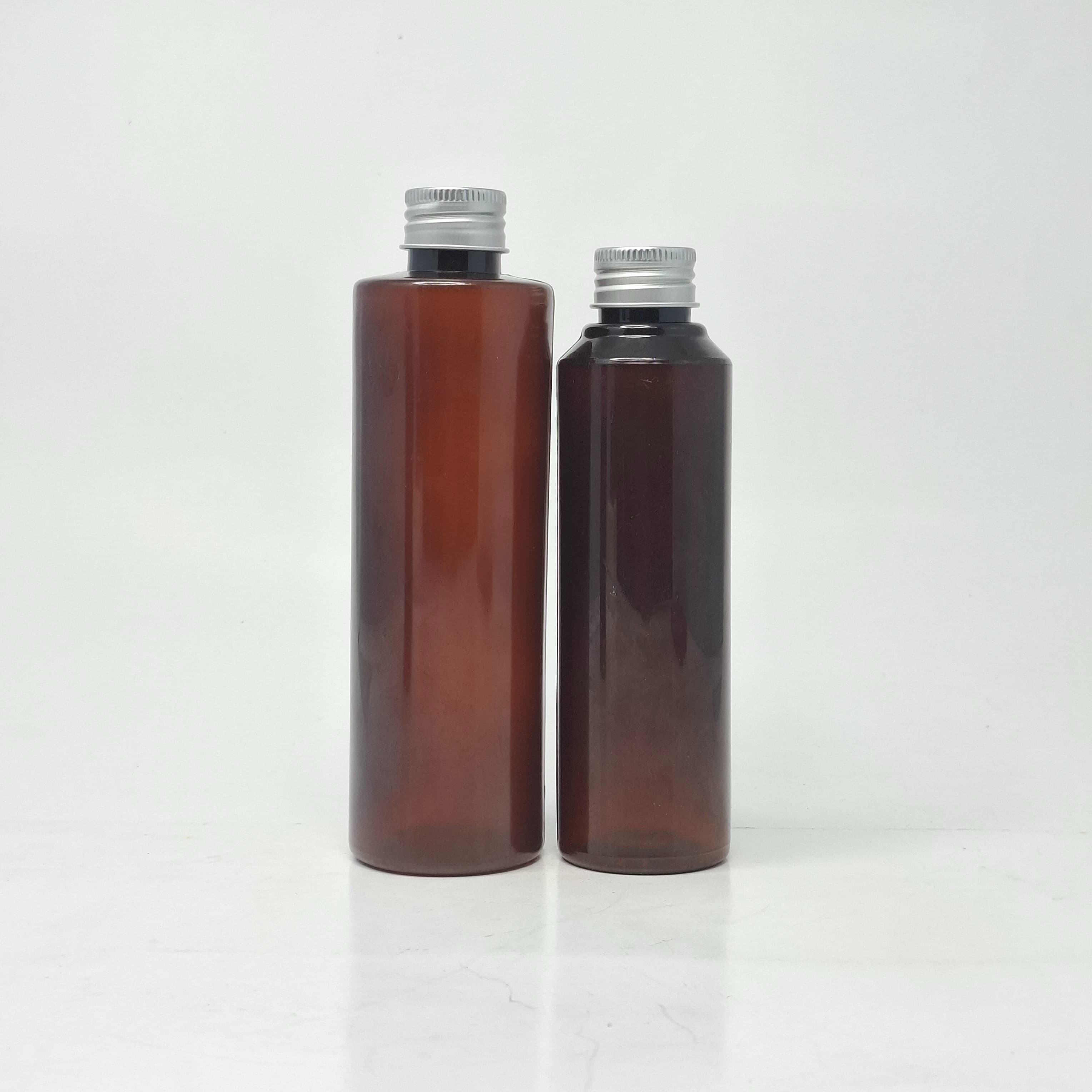 Main image of 150ml-200ml Round Amber Bottle - Alu Cap Silver