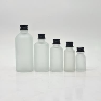 10ml-100ml Frosted Glass Bottle - Alu Cap Black 