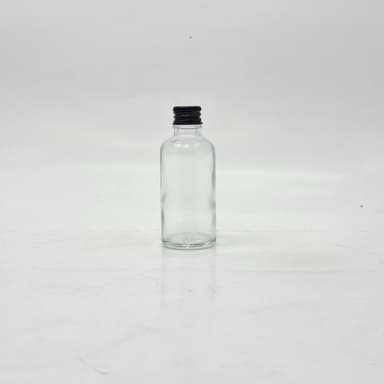 50ml Clear Glass Bottle - Alu Cap Black