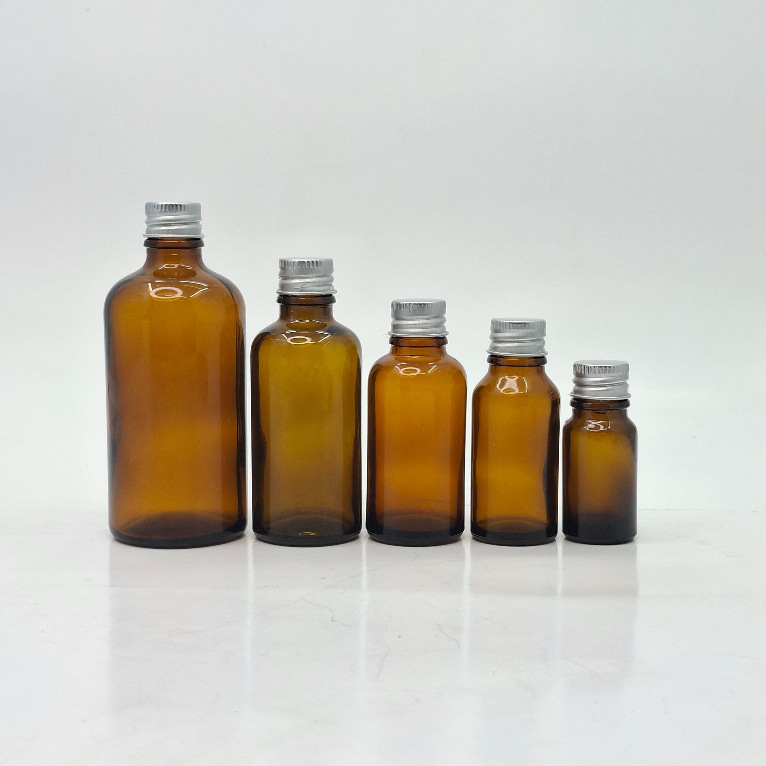 Main image of 10ml-100ml Amber Glass Bottle - Alu Cap Silver